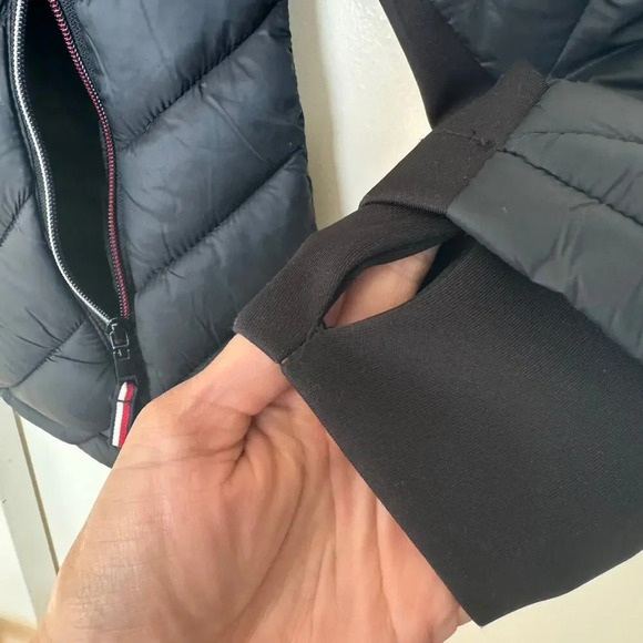 Tommy Hilfiger Wome Navy/black Puffer Jacket Quilted Packable Hooded Full Zip Sm - Picture 6 of 10